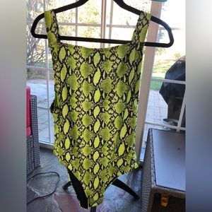 NEON snakeskin swimsuit/ body suit.